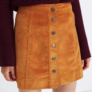 MADEWELL Women's Velveteen Tan A-Line Mini Skirt: Button-Front Edition Size 6
